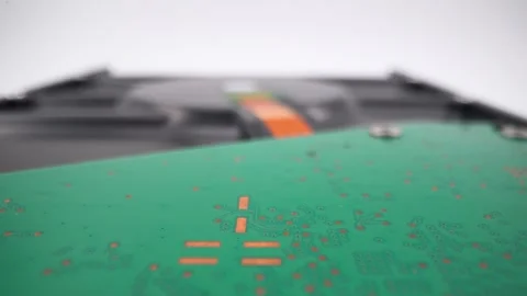 Close up of hard disk circuit board surface detail Stock Footage 331684980