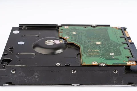 Close-up of Hard Disk Drive PCB and Data Storage Technology Stock-Fotos