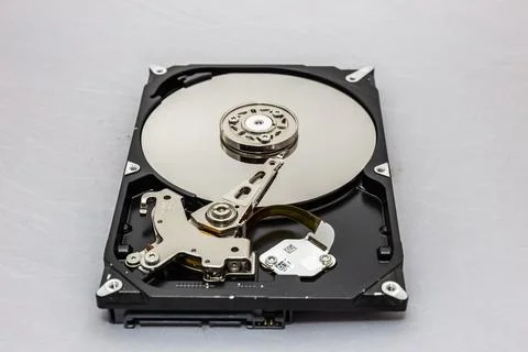 Close up of hard disk hard disk magnetic tape inside, open cover hard disk Stock Photos