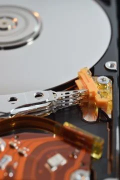 Close up of a hard disk inside Stockfoto's
