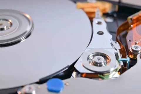 Close up of a hard disk inside Photos