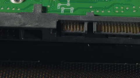 Close-up of hard drive microchips. New HDD hard disk studio shot. 스톡 동영상 143361422