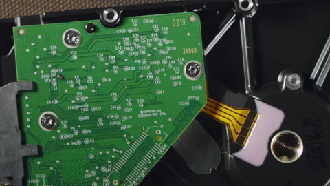 Close-up of hard drive microchips. New HDD hard disk studio shot. 스톡 동영상 143364049