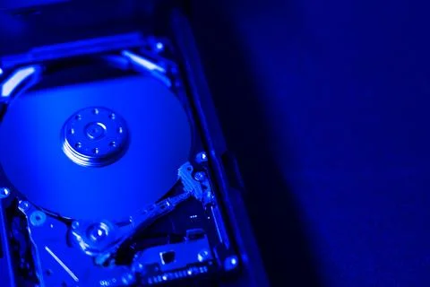 Close-up, Hard Drive, Working, Reparing, Writing, Reading. Stock Photos