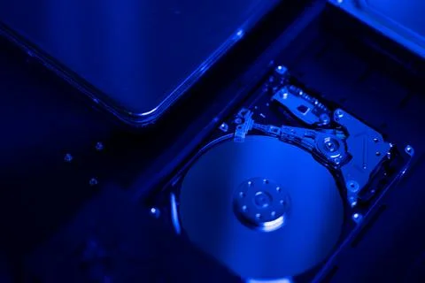 Close-up, Hard Drive, Working, Reparing, Writing, Reading. Stock Photos