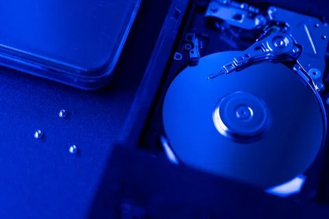 Close-up, Hard Drive, Working, Reparing, Writing, Reading. Stock Photos
