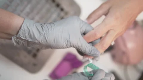 Close-up, hardware manicure of female hands in a beauty salon Stock Footage 311007964