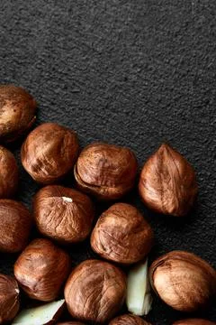 Close up of Hazelnut kernels - Food Frame Background, macro detailed close up. Foto stock