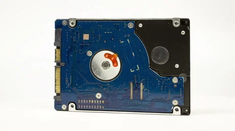 Close up HDD rotation on the white background, 4K Stock Footage 46525277