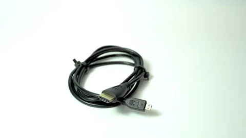 Close up HDMI cable isolated Stock Footage 195930742