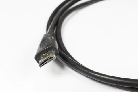 Close up of HDMI Cable on a White Background. Stock Photos
