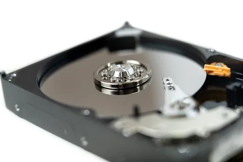 Close up a head read and write  inside of Harddisk. Stock Photos
