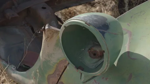 Close up of Headlight on Old Rusty Green Pickup Truck - Shallow DOF Stock Footage 140003517