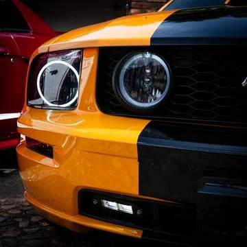Close up headlights car Stock Photos