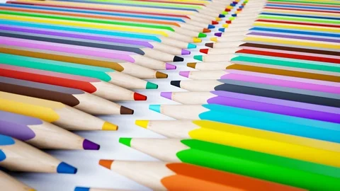 Close up to heads of countless coloring pencils stacked in endless row. 動画素材 119403582