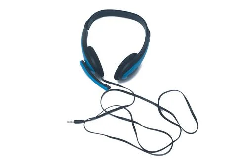 Close up headset from the top view over white background. Stock Photos