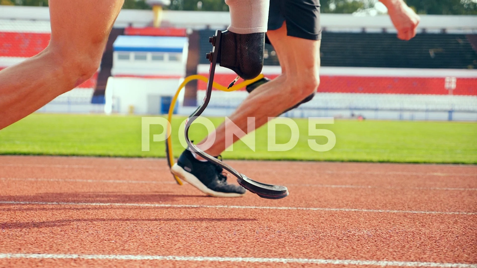 Close up of healthy and prosthetic legs Stock Video Pond5