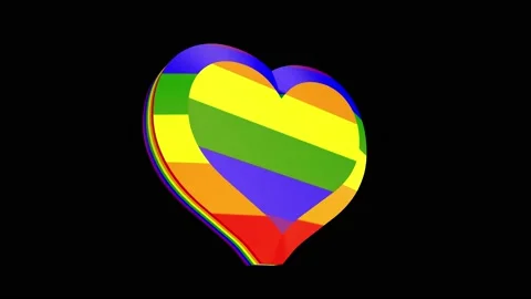 Close-up heart in rainbow colors flag, lgbt flag. 3D animation. Stock Footage 224546174