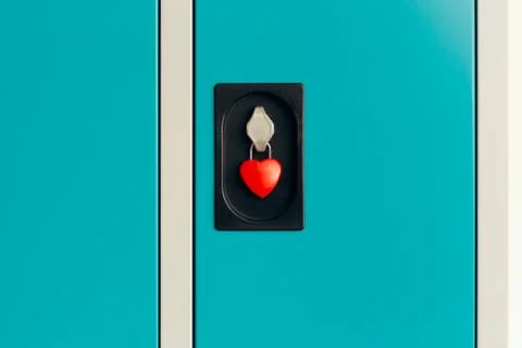 Close-up of a Heart Shaped Padlock Keeping Locker Closed Stock Photos