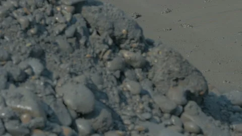 Close Up Of Heavy Industrial Machine Excavator Bucket Digging Stones And Ground Video stock 304716375
