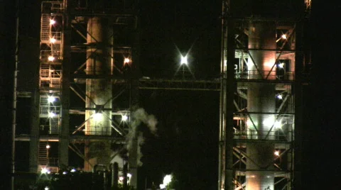 Close up of heavy industry at night Stock Footage 456034