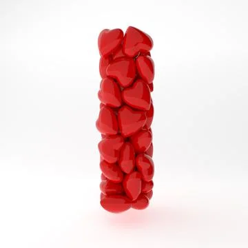 A close up of Hebrew 3d rendering symbols made of hearts isolated on white Stock Illustration