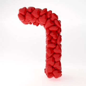 A close up of Hebrew 3d rendering symbols made of hearts isolated on white Stock Illustration