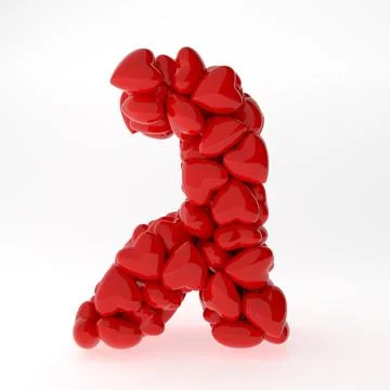 A close up of Hebrew 3d rendering symbols made of hearts isolated on white Stock Illustration