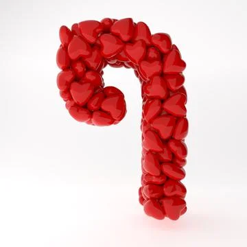 A close up of Hebrew 3d rendering symbols made of hearts isolated on white Stock Illustration