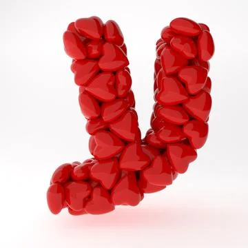 A close up of Hebrew 3d rendering symbols made of hearts isolated on white Stock Illustration