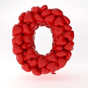 A close up of Hebrew 3d rendering symbols made of hearts isolated on white Stock Illustration