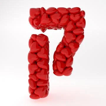 A close up of Hebrew 3d rendering symbols made of hearts isolated on white Stock Illustration