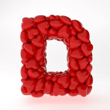 A close up of Hebrew 3d rendering symbols made of hearts isolated on white Stock Illustration