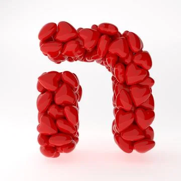 A close up of Hebrew 3d rendering symbols made of hearts isolated on white Stock Illustration