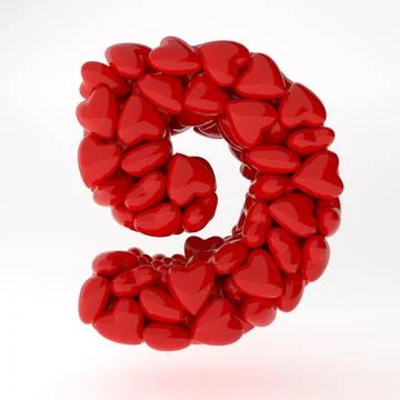 A close up of Hebrew 3d rendering symbols made of hearts isolated on white Stock Illustration