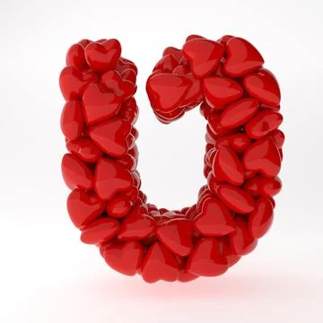 A close up of Hebrew 3d rendering symbols made of hearts isolated on white Stock Illustration