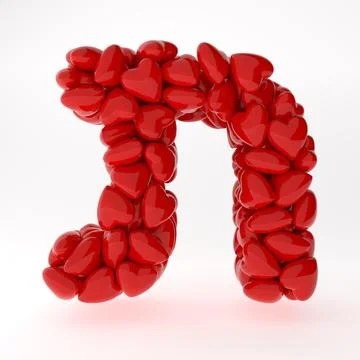 A close up of Hebrew 3d rendering symbols made of hearts isolated on white Stock Illustration