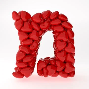 A close up of Hebrew 3d rendering symbols made of hearts isolated on white Stock Illustration