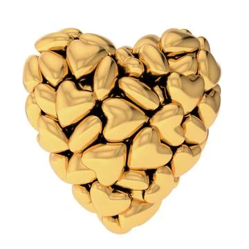 A close up of Hebrew 3d rendering symbols made of hearts isolated on white Stock Illustration