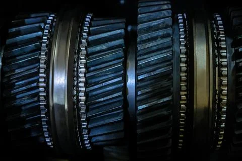 Close-up helical gears in tractor automatic transmission 写真素材