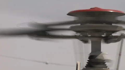 Close up of helicopter propeller with red top spinning, Tokyo, Japan Stock Footage 124714768