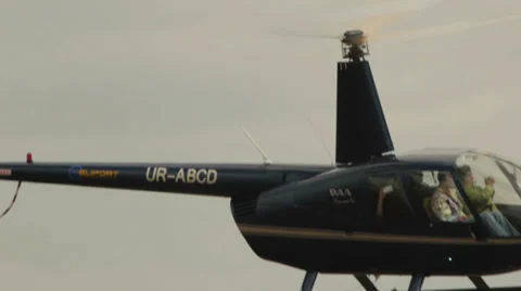 Close-up of a helicopter Robinson R44 Raven II Stock Footage