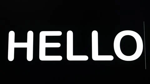 Close up of HELLO being typed into computer monitor screen with blinking 스톡 동영상 259324831