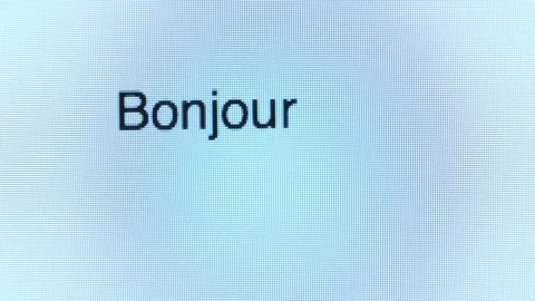 Close up of hello in French Video stock 85385884