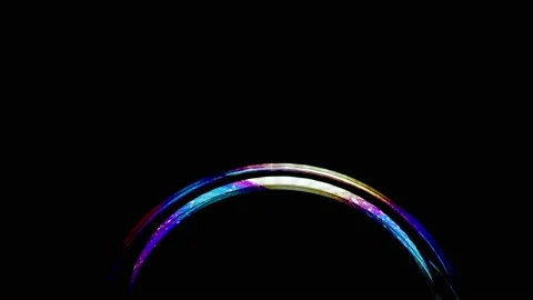 Close up hemisphere of beautiful soap bubble with magical colored surface Stock Footage 146527013