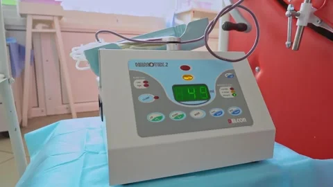 Close-up of Hemotek 2 device with digital volume display in clinical setting Stock Footage 329004392