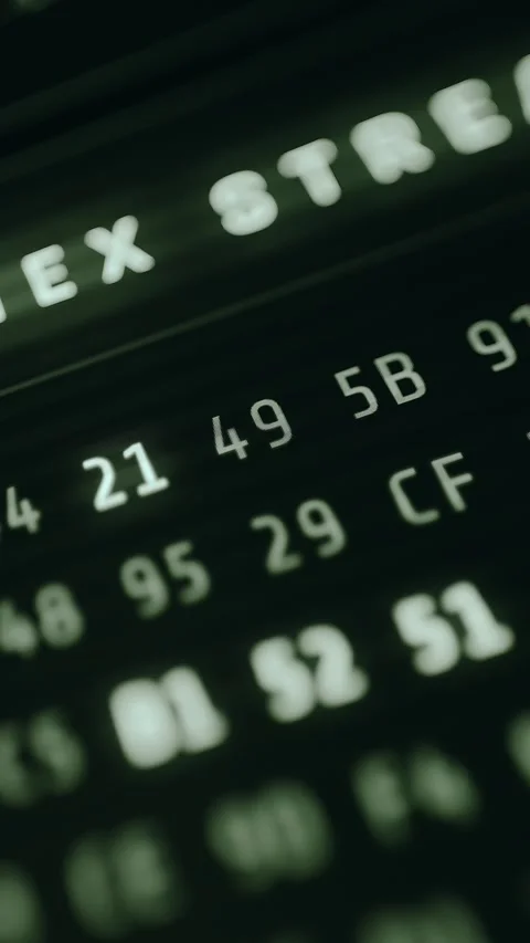Close-up of a HEX stream with paired hexadecimal numbers Stock Footage 332464499