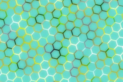 Close-up of hexagonal honeycomb pattern in teal color Stock Photos