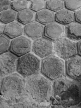 Close-up of hexagonal paving stones, defocused Stock Photos