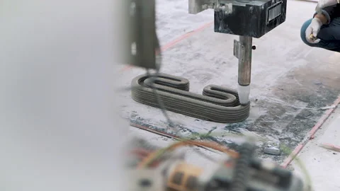 Close up High angle Cement Printing Machine is printing mini Sculpture 50fps Video stock 243975868
